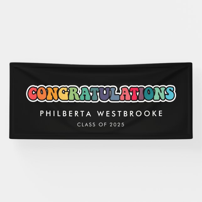 Banderoles Retro 60s hippie Graduation party Félicitations (Horizontal)
