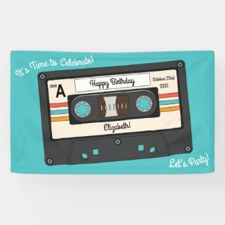 Banderoles Retro 80's 90's Cassette Musique Anniversaire