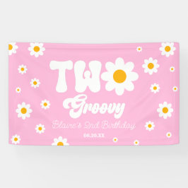 Banderoles Retro Daisy Flower Two Super 2e fête d'anniversair