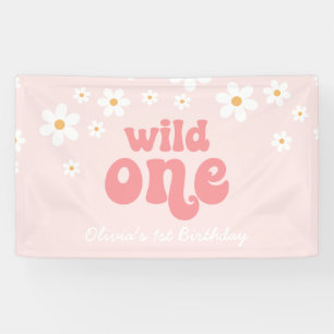 Banderoles Retro Daisy Rose Sauvage 1er Anniversaire