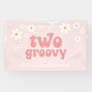 Banderoles Retro Daisy Two Groovy Rose Floral 2ème Anniversai
