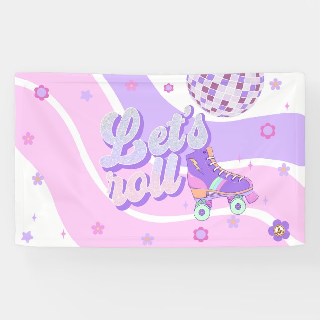 Banderoles Retro Disco Roller Skate 1er anniversaire (Horizontal)