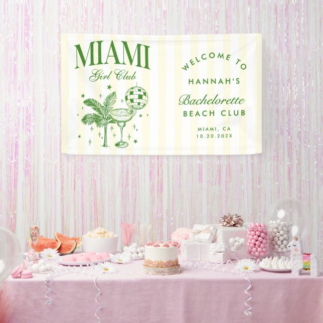 Banderoles Retro Modern Green & Yellow Miami Bach Party (Fête)