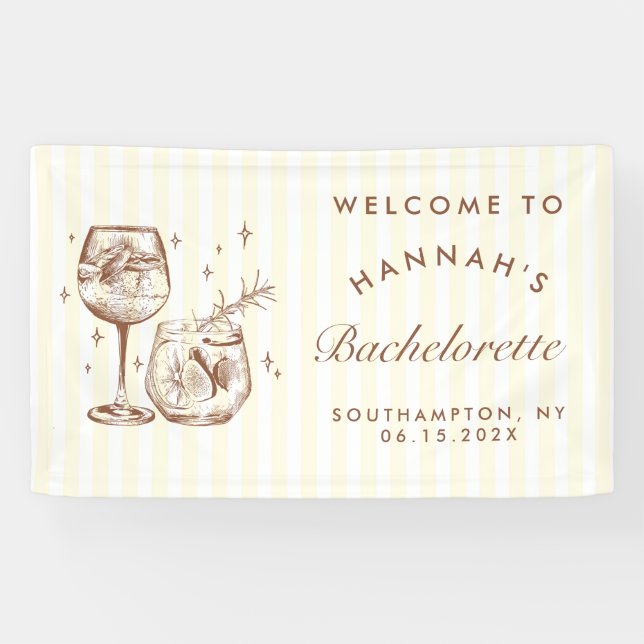 Banderoles Retro Moderne Cocktail Brown Bachelorette (Horizontal)