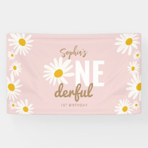 Banderoles Retro Pink Daisy ONE derful 1st Birthday Party