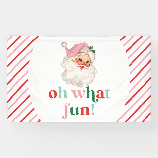 Banderoles Retro Pink Père Noël Oh Quel Amusant (Horizontal)
