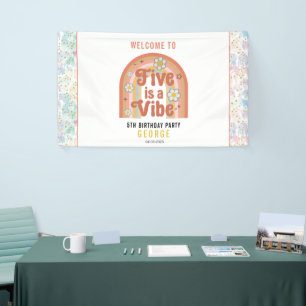Banderoles Retro Rainbow FIVE est une Vibe Groovy 5ème Annive