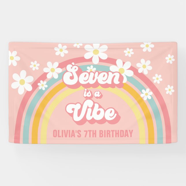 Banderoles Retro Rainbow Seven est un Vibe Super 7e anniversa (Horizontal)