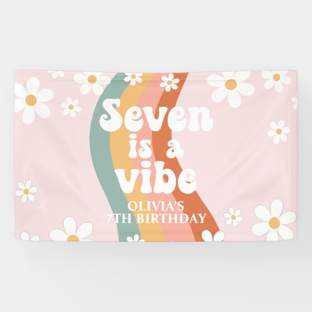 Banderoles Retro Rainbow Seven est une Vibe Daisy 7E (Horizontal)