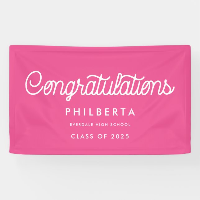 Banderoles Retro script Graduation party Félicitations (Horizontal)