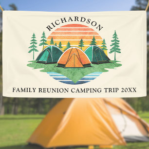 Banderoles Retro Sunset Forest Camping Custom Family Reunion