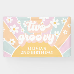 Banderoles Retro Sunshine Deux Anniversaire Groovy Pastel Dai