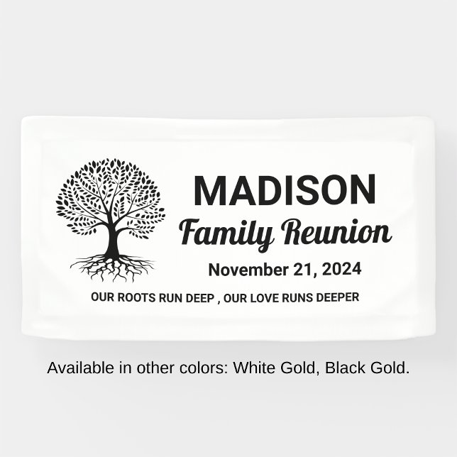 Banderoles réunion de famille blanche minimale personnalisée (Minimal White Family Reunion Banner)