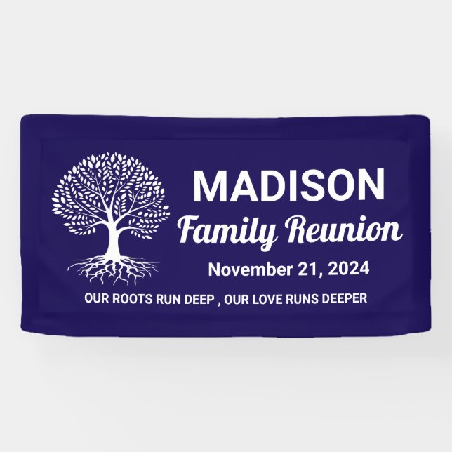 Banderoles réunion de famille personnalisée bleu marine minim (Horizontal)