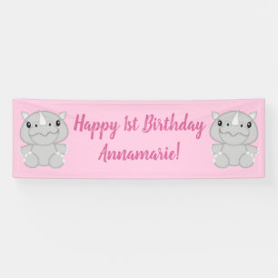 Banderoles Rhino fête d'anniversaire rose
