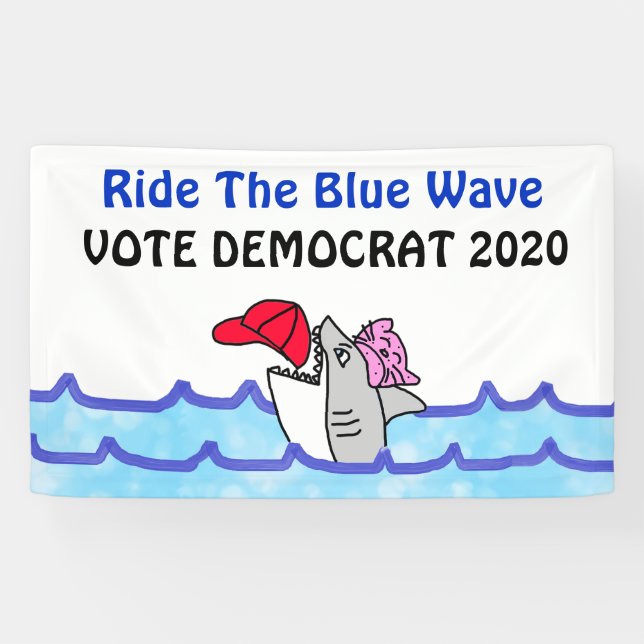 Banderoles Ride the Blue Wave 2020 Élection Vote Démocrate (Horizontal)