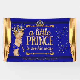 Banderoles Rideau Baby Shower Prince Bleu Or Garçon Blond