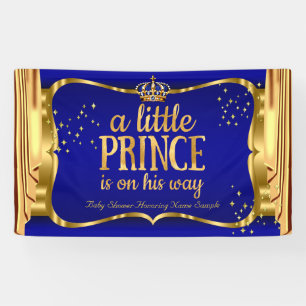 Banderoles Rideau de douche bébé prince bleu or couronne