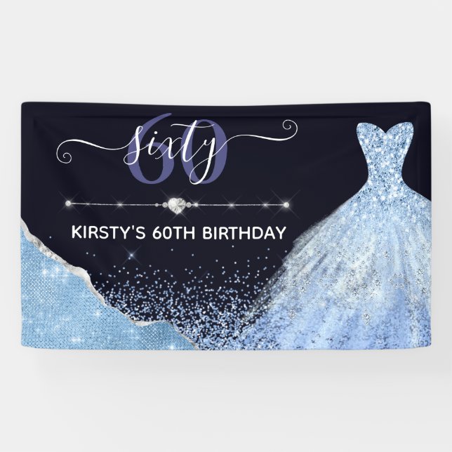 Banderoles Robe d'anniversaire en aquarelle bleu clair (Horizontal)