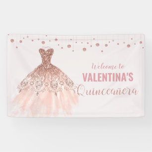 Banderoles Robe d'or rose Quinceañera 15e anniversaire Contex