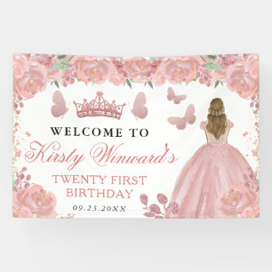 Banderoles Robe Rose Gold Princesse Blonde Fleur Anniversaire