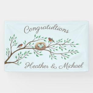 Banderoles Robin Oiseaux Nid Oeufs Baby shower de printemps