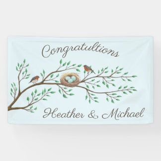 Banderoles Robin Oiseaux Nid Oeufs Baby shower de printemps