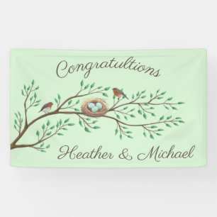 Banderoles Robin Oiseaux Nid Oeufs Baby shower de printemps