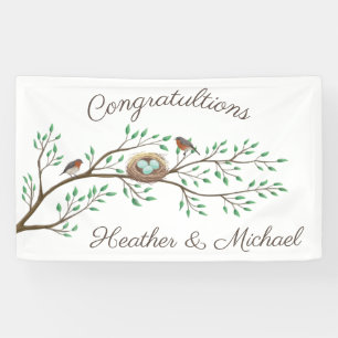 Banderoles Robin Oiseaux Nid Oeufs Baby shower de printemps