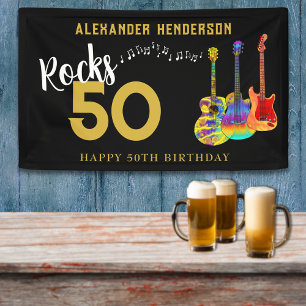 Banderoles Rock and Roll 50e fête d'anniversaire pour lui