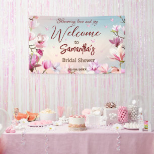 Banderoles Romance en fleurs - Fête des mariées Bienvenue