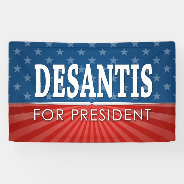 Banderoles Ron DeSantis 2024 - Design étoiles et rayures (Horizontal)