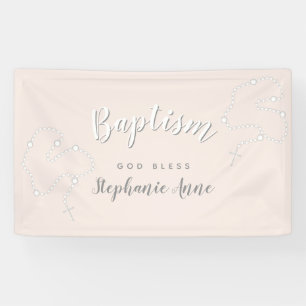 Banderoles Rosaire du baptême sur rose