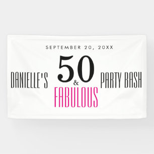 Banderoles Rose 50 et anniversaire de typographie fabuleuse