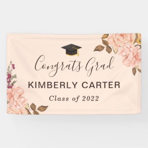 Banderoles Rose anglaise rose poudré diplômé fête de fin d'ét