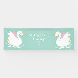 Banderoles Rose aqua girly mignon cygne élégant fête d'annive