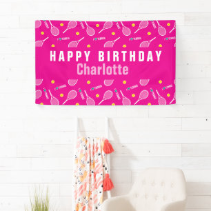 Banderoles Rose clair J'aime le motif de tennis