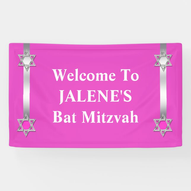 Banderoles Rose de David d'étoile de bat mitzvah (Horizontal)