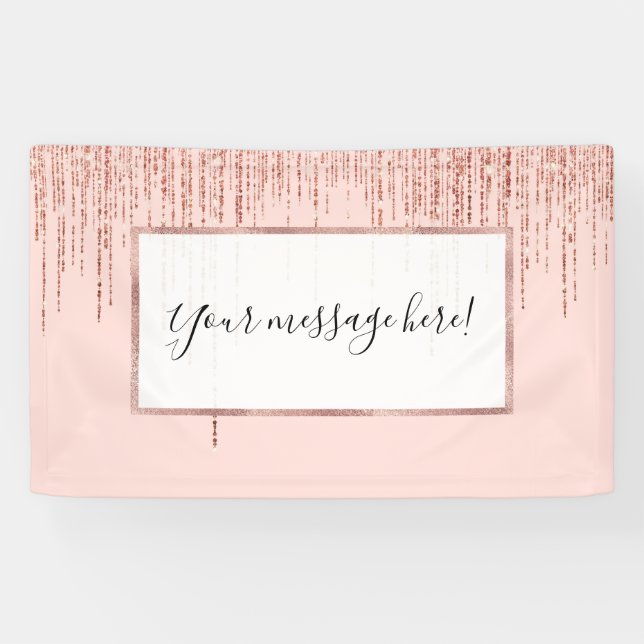 Banderoles Rose de luxe Gold Sparkly Glitter Fringe (Horizontal)