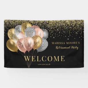 Banderoles Rose du parti de retraite Gold Silver Black