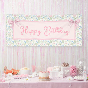 Banderoles Rose et Bleu Grandmillennial Joyeux Anniversaire