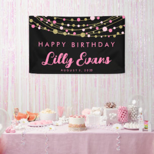 Banderoles rose et or glitter Joyeux anniversaire 30e 40e