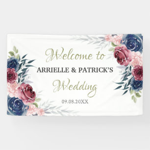 Banderoles Rose floral bleu bleu bleu bleu bleu rose Mariage 