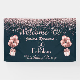 Banderoles Rose Gold 50 et fabuleux 50e anniversaire Bienvenu