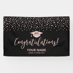 Banderoles Rose Gold Black Confetti Félicitations Diplôme
