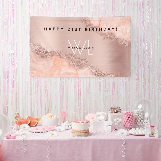Banderoles Rose Gold Blush rose Agate Géode Parties scintilla (Fête)