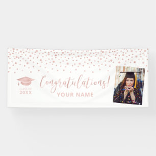 Banderoles Rose Gold Confettis Félicitations Diplômé