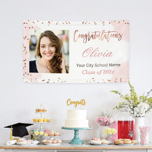 Banderoles Rose Gold Dots Graduate Photo Party