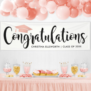 Banderoles Rose Gold Élégant Félicitations au Lauréat