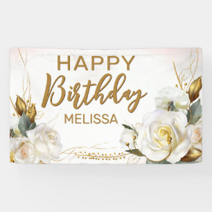 Banderoles Rose Gold Floral Anniversaire